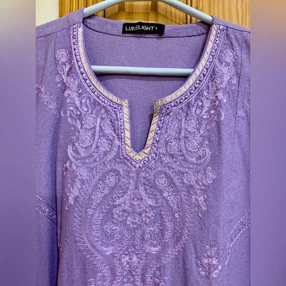 Purple Embroidered LIMELIGHT Shirt With Matching Shalwar - Picture 4 of 10